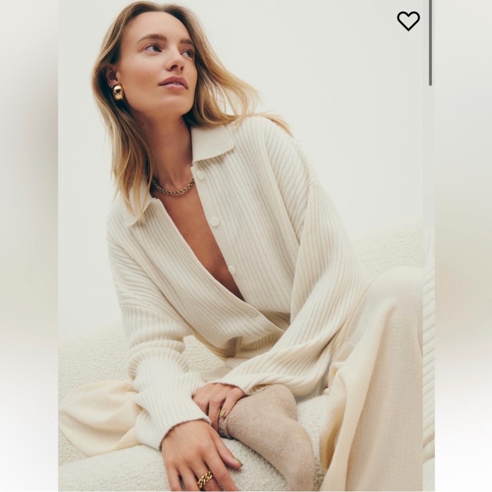 Reformation Fantino Cashmere Collared Cardigan L